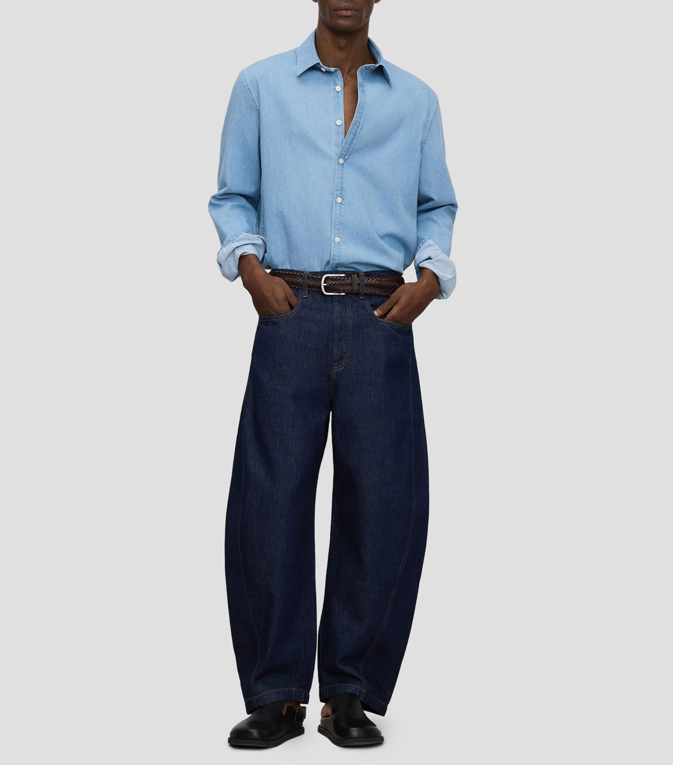 Camisa lisa de manga larga Hombre